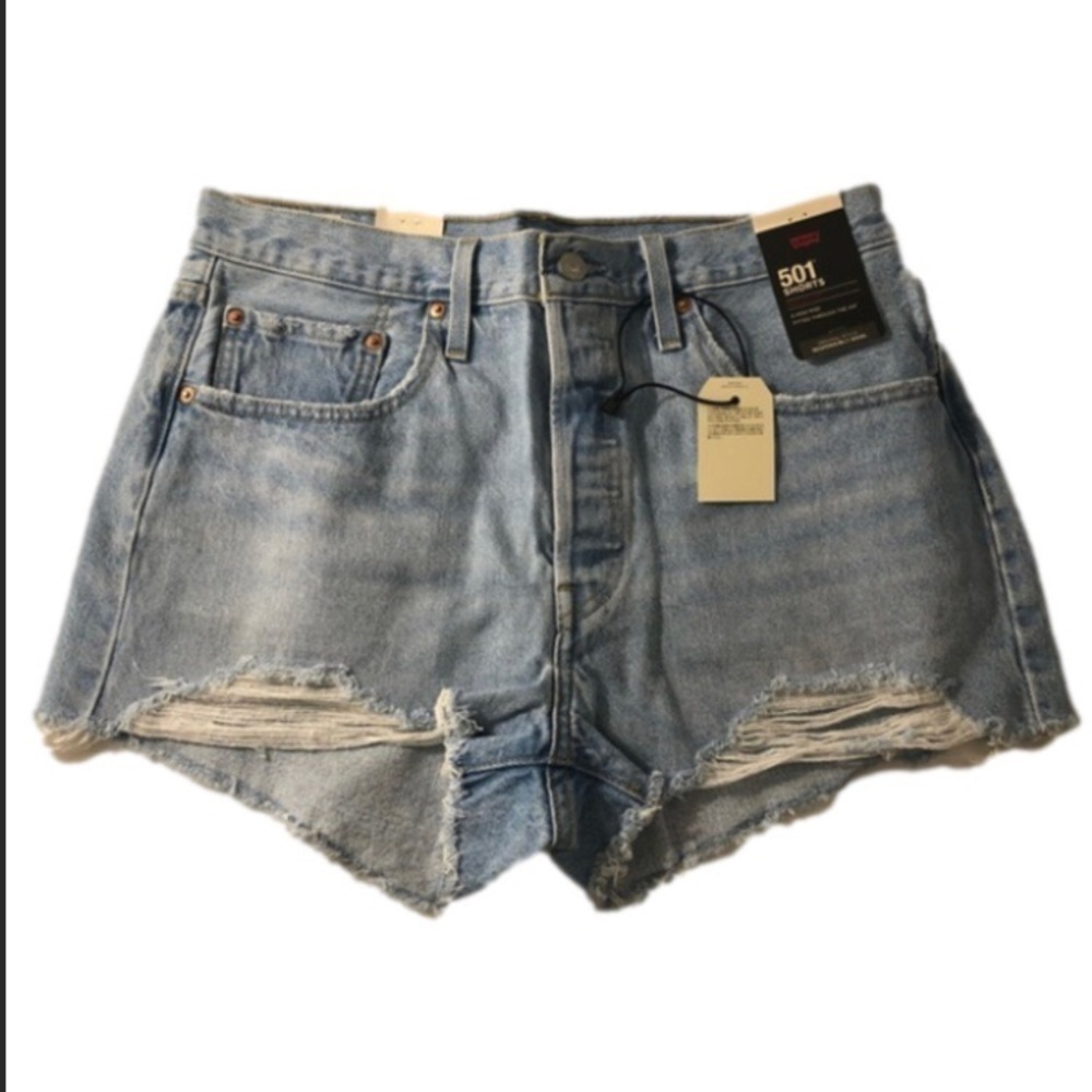 Levi's Blue Jean Shorts with Distressed Details